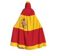 QAZWZML Spanish flag Patterned adult hooded cape, unisex cosplay cape, suitable for Halloween, carnivals, and festival parties.