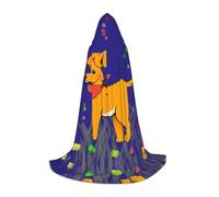 QAZWZML Spitting tongue cartoon dog Printed Medium Capes Stage Performances, Theater Performances, Cosplay Youth Hooded Capes