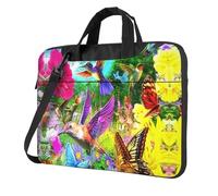QAZWZML Spring Floral Butterfly Hummingbird Patterned 13 inch portable laptop bag with shoulder strap, can be worn as a crossbody bag