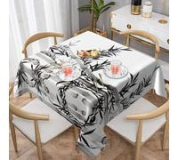 QAZWZML Square Decorative Bamboo Tree Image Chinese Calligraphy Printed Tablecloth 152 X 152 Cm Suitable For Any Indoor And Outdoor Dining Occasion
