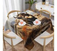 QAZWZML Square Decorative North American bison herd Printed Tablecloth 152 X 152 Cm Suitable For Any Indoor And Outdoor Dining Occasion