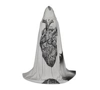 QAZWZML Stick figure heart Printed Medium Capes Stage Performances, Theater Performances, Cosplay Youth Hooded Capes