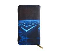 QAZWZML Straight line maze Leather clutch wallet, suitable for men or women long wallet, size 2.5 * 10.5 inches