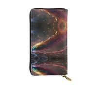 QAZWZML Strange feather pen Leather clutch wallet, suitable for men or women long wallet, size 2.5 * 10.5 inches