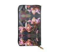 QAZWZML Strange flowers Leather clutch wallet, suitable for men or women long wallet, size 2.5 * 10.5 inches