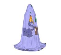 QAZWZML Sunflower seeds and cats Printed Medium Capes Stage Performances, Theater Performances, Cosplay Youth Hooded Capes