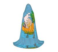 QAZWZML Sunflower seeds and rabbits Printed Medium Capes Stage Performances, Theater Performances, Cosplay Youth Hooded Capes