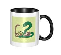 QAZWZML Sunflower seeds earthworm snake Printed ceramic Black coffee mug with curved handle, suitable for office and home use.
