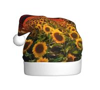 QAZWZML Sunset Sunflower Printed Christmas decorative hats, adult Christmas hats, holiday party supplies for men and women