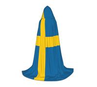 QAZWZML Swedish flag Printed Medium Capes Stage Performances, Theater Performances, Cosplay Youth Hooded Capes