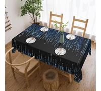 QAZWZML the Blue Binary Printed tablecloth, made of thick polyester with lace trim, suitable for dining rooms, picnics, and weddings
