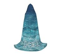 QAZWZML The deep blue sea Printed Large Capes Stage Performances, Theater Performances, Cosplay Youth Hooded Capes