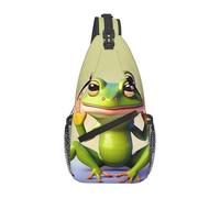 QAZWZML The funny frog doing yoga Patterned single shoulder crossbody bag, adjustable chest bag, designed specifically for travel and cycling