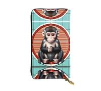 QAZWZML The silent monkey Leather clutch wallet, suitable for men or women long wallet, size 2.5 * 10.5 inches