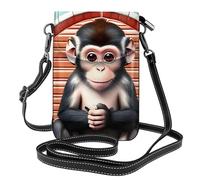 QAZWZML The silent monkey Pattern crossbody bag, flap leather wallet, detachable shoulder strap, suitable for travel and camping.