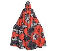 QAZWZML The Wolf's Gaze Patterned adult hooded cape, unisex cosplay cape, suitable for Halloween, carnivals, and festival parties.