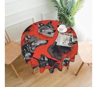 QAZWZML The Wolf's Gaze Printed Round Picnic Blanket 60-inch Round Decorative Tablecloth Suitable For Cafes Parties
