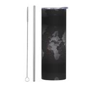 QAZWZML Time Zone Map Stainless Steel Travel Mug with a Printed Straight Body Suitable for Both hot and Cold Beverages