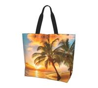 QAZWZML Tropical Beach Palm Tree Sunset Printed Women's Large Capacity Shopping Bag Handbag and Shoulder Bag Essential for Commuting and Shopping