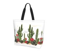 QAZWZML Tropical Blooming Cactus Patterned shoulder bag, shopping organizer, suitable for travel, gym, and commuting.