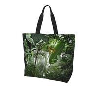 QAZWZML Tropical Rainforest Jungle Scene Patterned shoulder bag, shopping organizer, suitable for travel, gym, and commuting.
