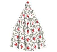 QAZWZML Turning green leaves and red flowers Patterned adult hooded cape, unisex cosplay cape, suitable for Halloween, carnivals, and festival parties.