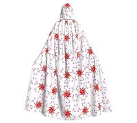 QAZWZML Turning open small flowers Patterned adult hooded cape, unisex cosplay cape, suitable for Halloween, carnivals, and festival parties.