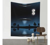 QAZWZML UFO at night Printed decorative tapestry, wall hanging, suitable for bedrooms, dormitories, picnic blankets, etc.