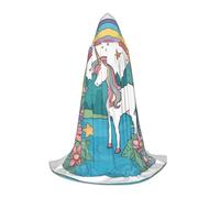 QAZWZML Unicorns by the river Printed Large Capes Stage Performances, Theater Performances, Cosplay Youth Hooded Capes