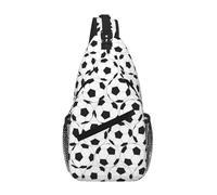 QAZWZML Unisex Crossbody Sling Bag, Black and White Soccer Ball Pattern, One Size, Polyester, Contemporary, Zipper Closure, Anti-Theft