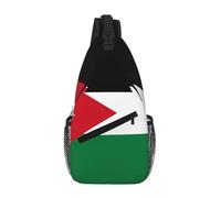 QAZWZML Unisex Crossbody Sling Bag, Black with Flag Print, One Size, Polyester, Contemporary, Zipper Closure, Anti-Theft, 15 Liters