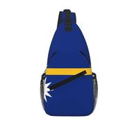 QAZWZML Unisex Crossbody Sling Bag, Flag of Nauru Print, Blue with Yellow Stripe, One Size, Polyester, Contemporary, Zipper Closure, Anti-Theft, 15L Capacity