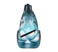 QAZWZML Unisex Crossbody Sling Bag, Lotus Flowers Print, One Size, Polyester, Contemporary, Zipper Closure, Anti-Theft