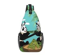 QAZWZML Unisex Crossbody Sling Bag, Panda Animal Print, One Size, Polyester, Contemporary, Zipper Closure, Anti-Theft