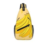 QAZWZML Unisex Crossbody Sling Bag, Yellow Banana Print, One Size, Polyester, Contemporary, Zipper Closure, Anti-Theft