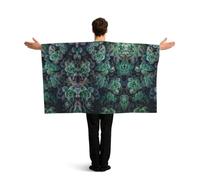 QAZWZML Unisex Flag Cape with Sleeves Green Succulent Print Adult One Size Polyester for Bachelor Party
