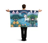 QAZWZML Unisex Flag Cape with Sleeves, Unicorn Theme, One Size, Polyester, for Bachelor Party