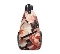 QAZWZML Unisex Sling Bag, Floral Print, One Size, Polyester, Contemporary, Zipper, Anti-Theft