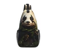 QAZWZML Unisex Sling Bag, Panda Animal Print, One Size, Polyester, Contemporary, Zipper, Anti-Theft, Crossbody Style