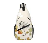 QAZWZML Unisex Sling Bag, White with Floral Animal Print, One Size, Polyester, Contemporary, Zipper Closure, Anti-Theft, 15L Capacity