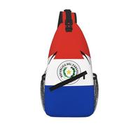 QAZWZML Unisex Sling Bag with Paraguay Flag Print, Red White Blue, One Size, Polyester, Contemporary, Zipper, Anti-Theft, Animal Print