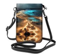 QAZWZML View under the moon Pattern crossbody bag, flap leather wallet, detachable shoulder strap, suitable for travel and camping.