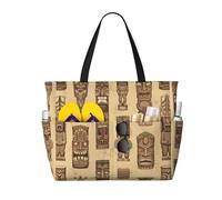 QAZWZML Vintage Aloha Tiki Pattern Patterned travel bag, large-capacity storage bag, suitable for camping, gym use, and travel.