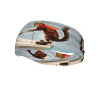 QAZWZML Water Skiing fox Squirrel prints headbandsweat absorbing and breathable neutral strap, suitable for gym and outdoor activities