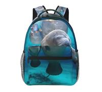 QAZWZML West Indian Manatees Laptop Backpack - Lightweight Daypack for Travel, Hiking, Business, Camping & Gym