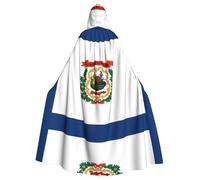 QAZWZML West Virginia Flag Patterned adult hooded cape, unisex cosplay cape, suitable for Halloween, carnivals, and festival parties.