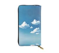 QAZWZML White clouds Leather clutch wallet, suitable for men or women long wallet, size 2.5 * 10.5 inches