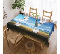 QAZWZML Wide open prairie. Printed tablecloth, made of thick polyester with lace trim, suitable for dining rooms, picnics, and weddings