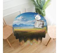 QAZWZML Wide open prairie. Printed tablecloth, made of thick polyester with lace trim, suitable for dining rooms, picnics, and weddings
