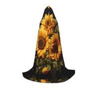 QAZWZML with the yellow sunflower L prints Capes Stage Performances, Theater Performances, Cosplay Youth Hooded Capes